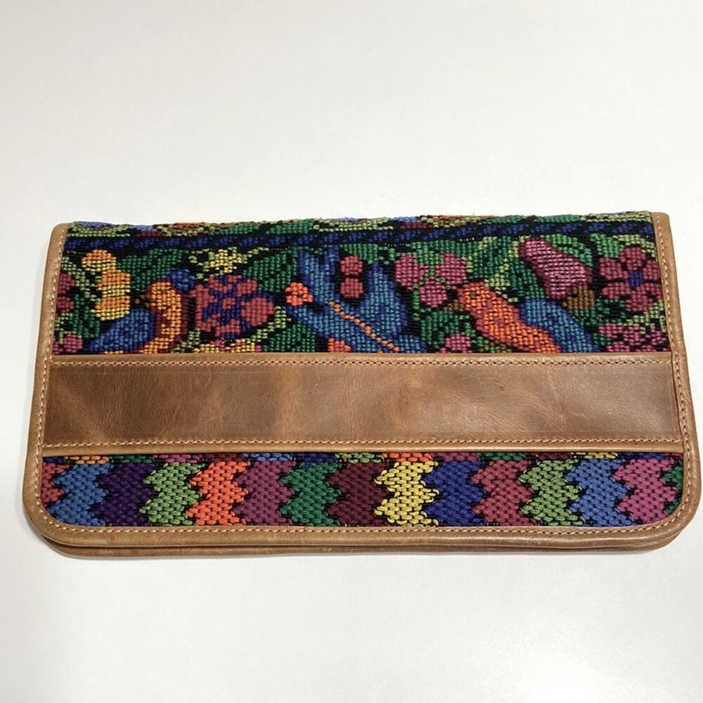 Mexican Handmade Embroidered Patchwork Leather Clutch/Handbag